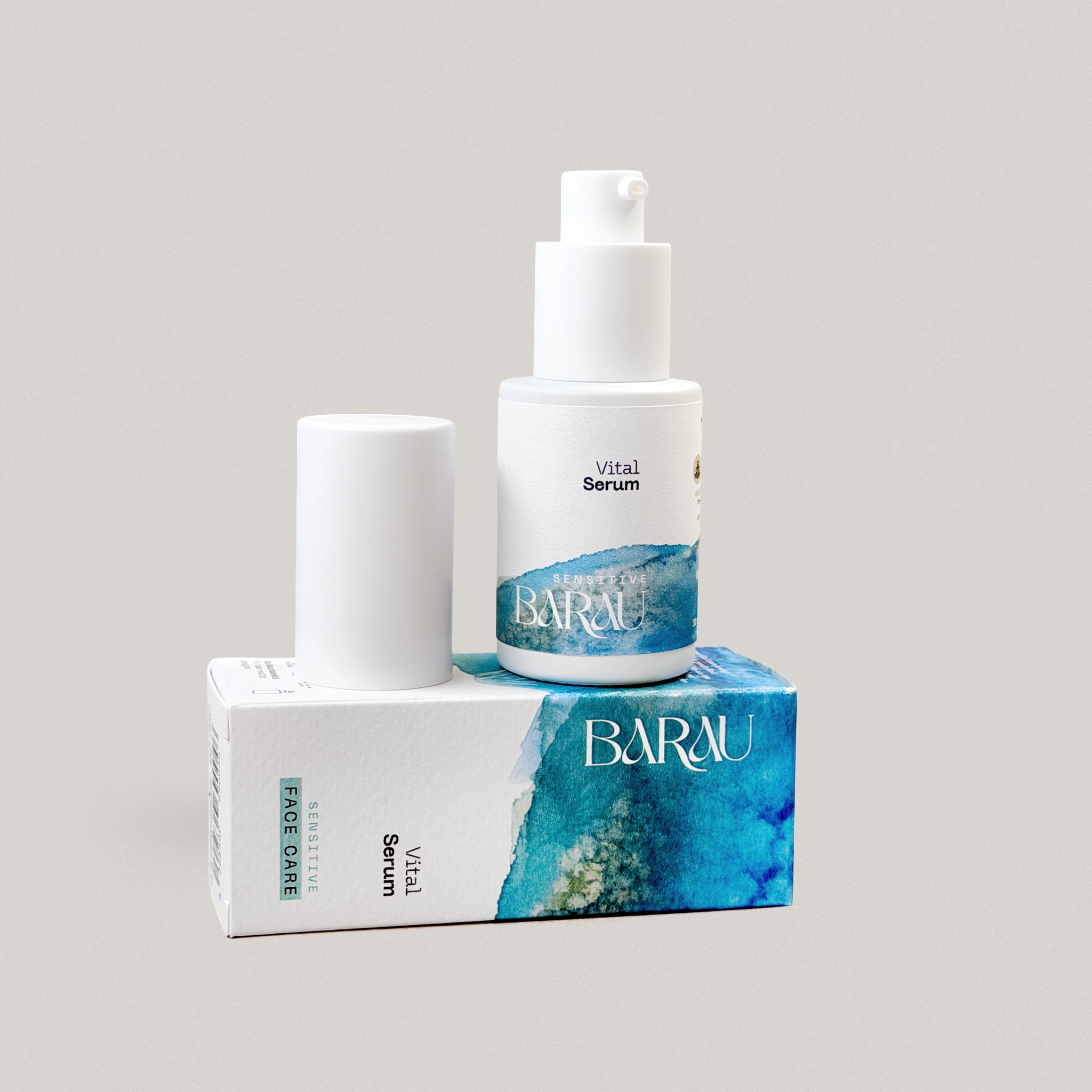 Vital Serum Feuchtigkeitsserum mit Verpackung – Gesichtsserum von Barau